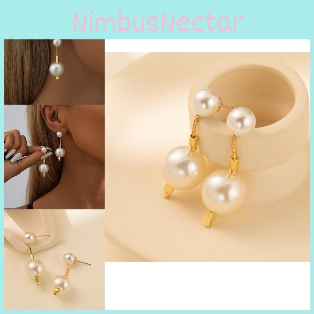 Modische Geometrische Faux-Perlen-Ohrringe Schickes Vergoldetes Design Für Damen