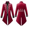 Halloween Men Gothic Victorian Jacket Vintage Velvet Medieval Frock Coat Renaissance Costume