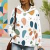 Women Plus Size Abstract Geometric Printed Long Sleeve Drawstring Hood Kangaroo Pocket Pullover Hoodie