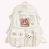 Student Schoolbag Fashion College Student Rucksack Nylon with Plush Pendant Pin Cute Large Capacity Japanese Style for Vacations