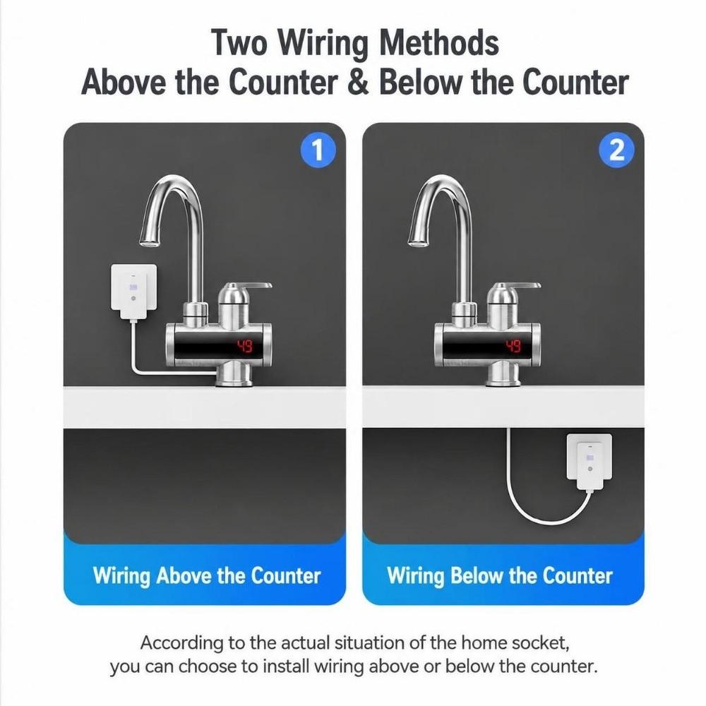 360° Rotating Instant Water Heater Faucet Digital Display Electric Hot Water Faucet Kitchen