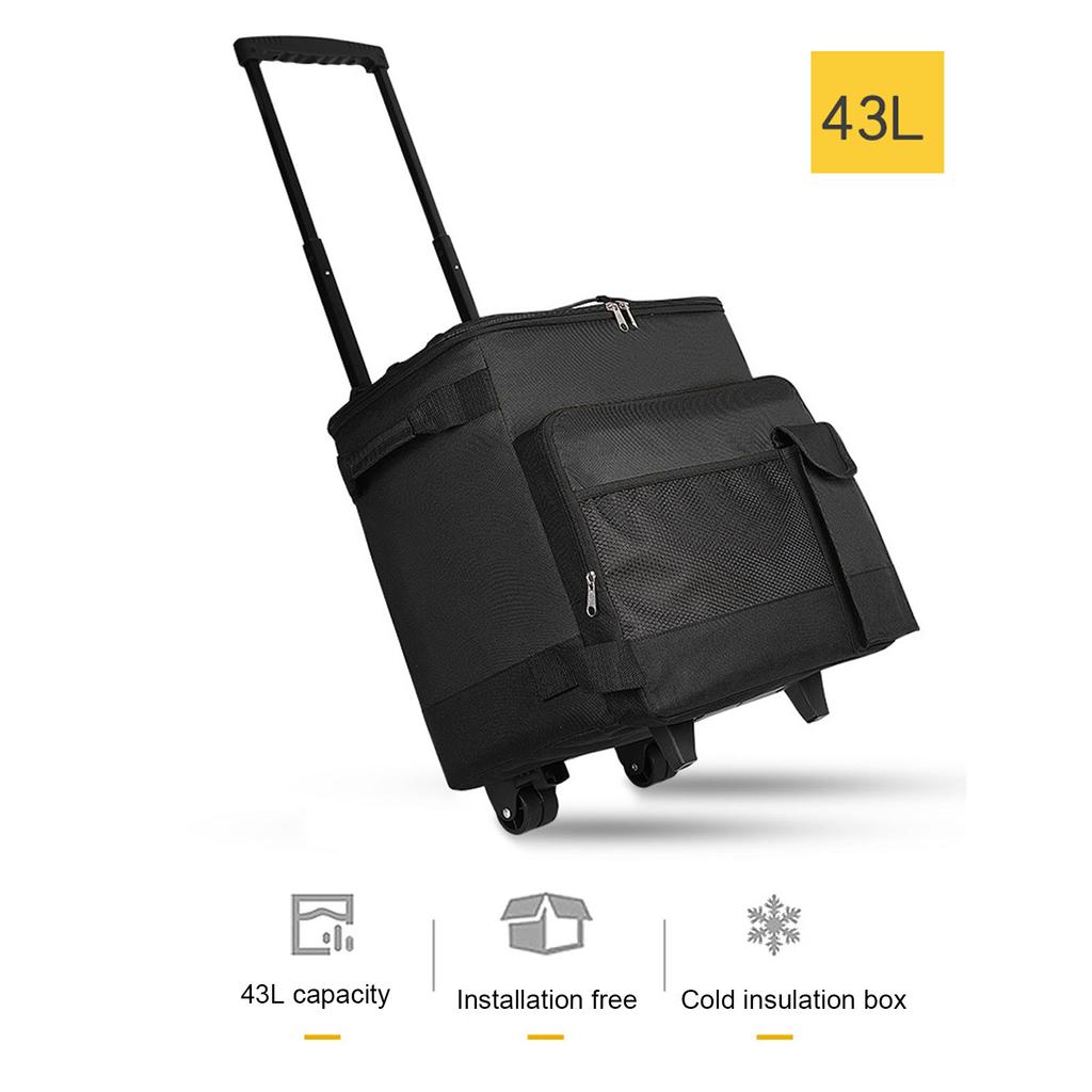 43L Rolling Cooler Dual  Waterproof Portable Insulated Wheeled Cooling Bag with Handle for Picnic Camping Rolling Cooler