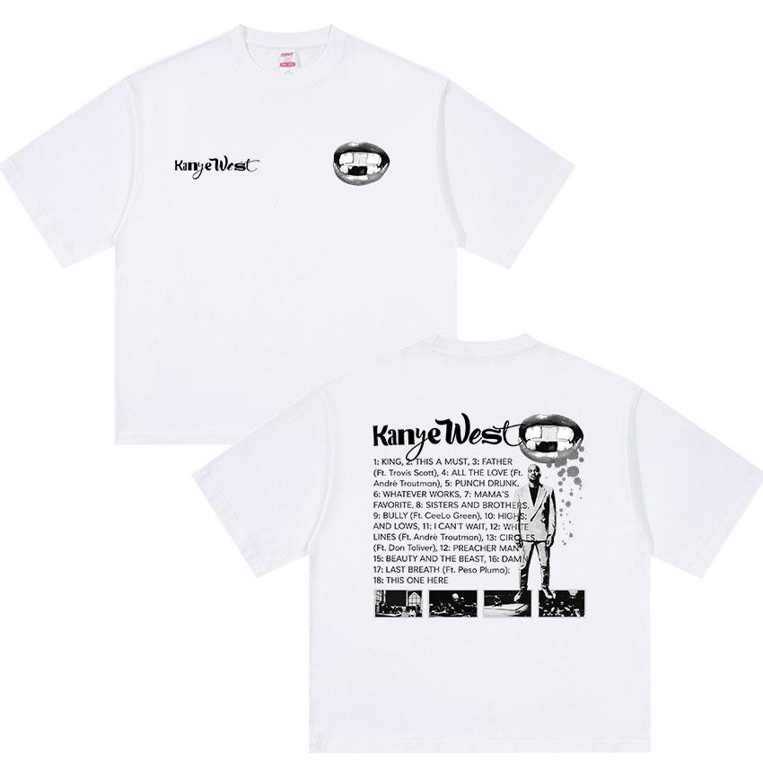 Rapper Kanye West Tour Album Graphic Tshirts UNISEX Vintage Fashion Oversized Cotton YK Tshirt Hip Hop Street Clothing Top