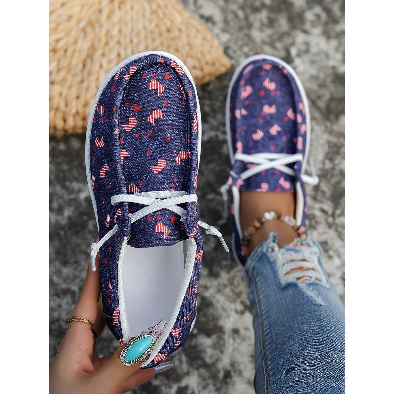 Women's Plus Size Floral Lace-Up Low-Top Sneakers, Casual Sport Shoes