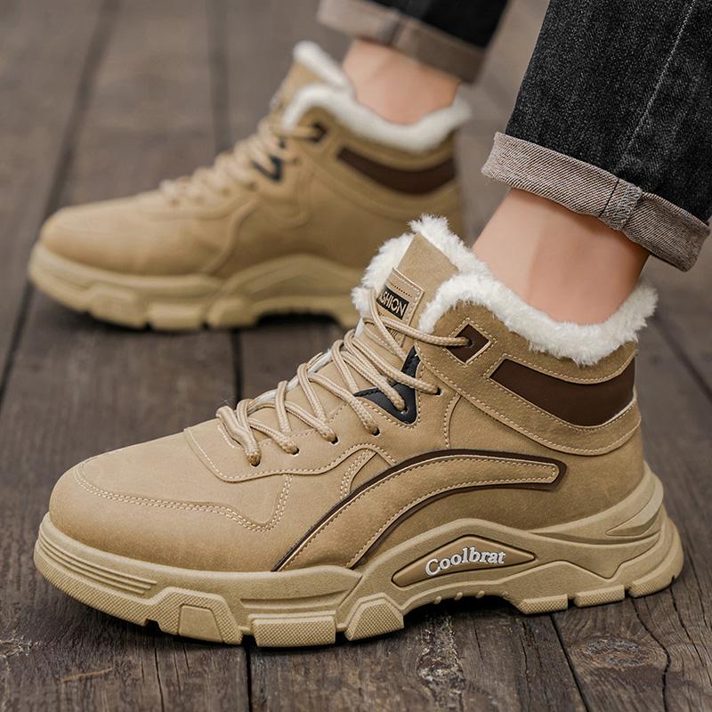 Men's Casual Winter Slip-resistant High Top Work Shoes Plus Size Fashion Outdoor Comfort Shoe Wear-resistant Thicken Cotton Shoe