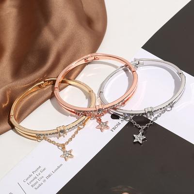 Pentagram Star Diamond Pendant Bracelet Crystal Wristband Wristlet Chain Accessories