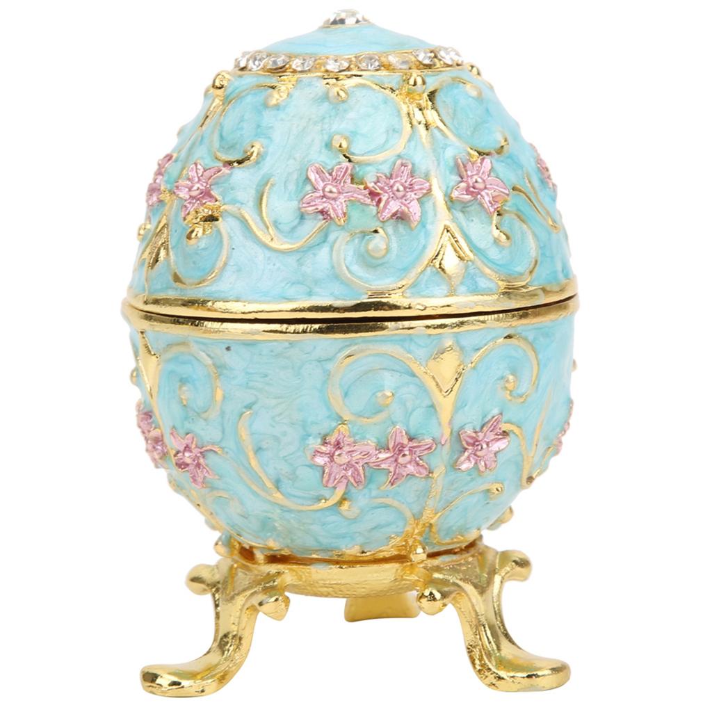 Hand Made Enameled Easter Egg Jewelry Box Organizer Home Desktop Decor Ornaments Gifts