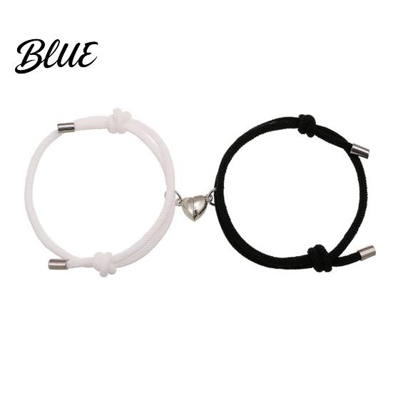 Magnetic Alloy Love Charm Bracelet 2Pcs/Set Matching Heart Pendant Couple