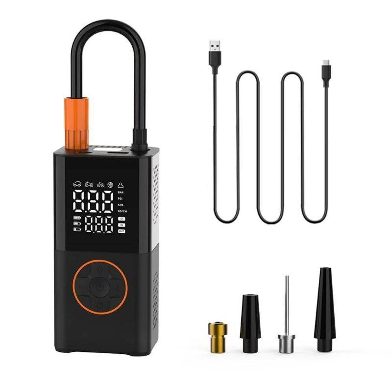 Portable Air Compressor Bikes Vehicles Motorcycle Tire Inflator Pump Digital Display Pressure Gauge Detect with LED Lamp