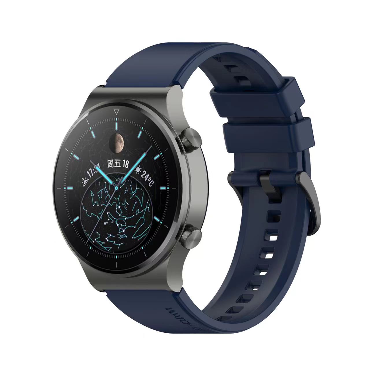 

22 мм 20 мм Силиконовый ремешок для Samsung Watch 5/4/3/Pro Huawei Watch 3/GT3/Pro Оригинальный спортивный браслет Amazfit GTR/GTS Correa 22mm полуночно-синий