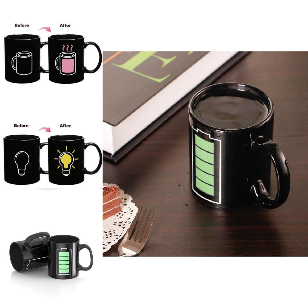 Color Changing Ceramic Mug With Light Bulb Tetris Battery Pattern For Gift Giving And Promotions