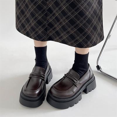 Fashion Women's Slip-on Round Head Lolita Shoes New Japanese Style College Student Loafers Women Retro Platform Cosplay JK Uniform Shoes