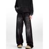 JYL Men's Straight Jeans European Trendy Black Washed High-Street Denim Pants