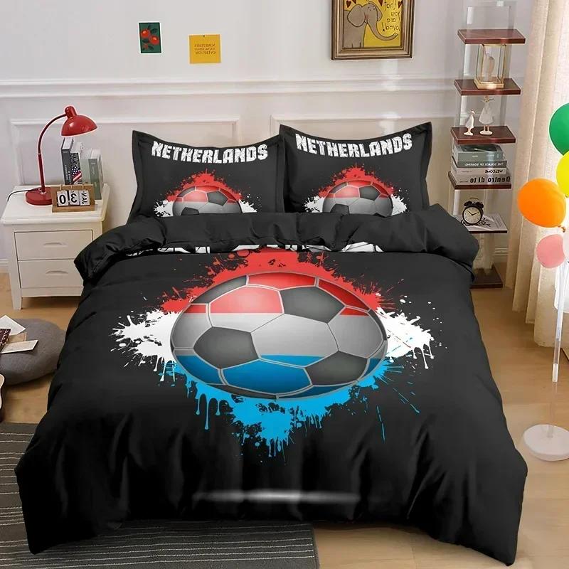 Lodestar Unisex 3D Soccer Sports Football Comfortable Duvet Quilt Cover Pillowcase Bedding Set Children Bedroom Decoration Home Textile