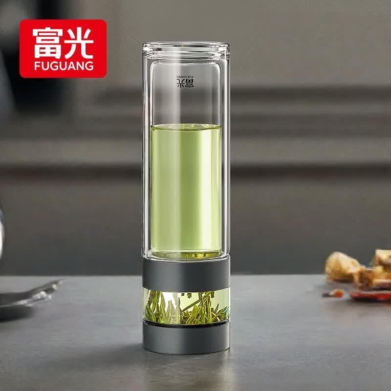 Двухслойная стеклянная бутылка-заварник Fuguang