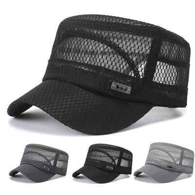 Sommer Mannens Sommerhatt Nett Militær Caps Flat Topp Snapback Justerbar Baseballcaps Kadett Hærmann Pustende Trucker Caps