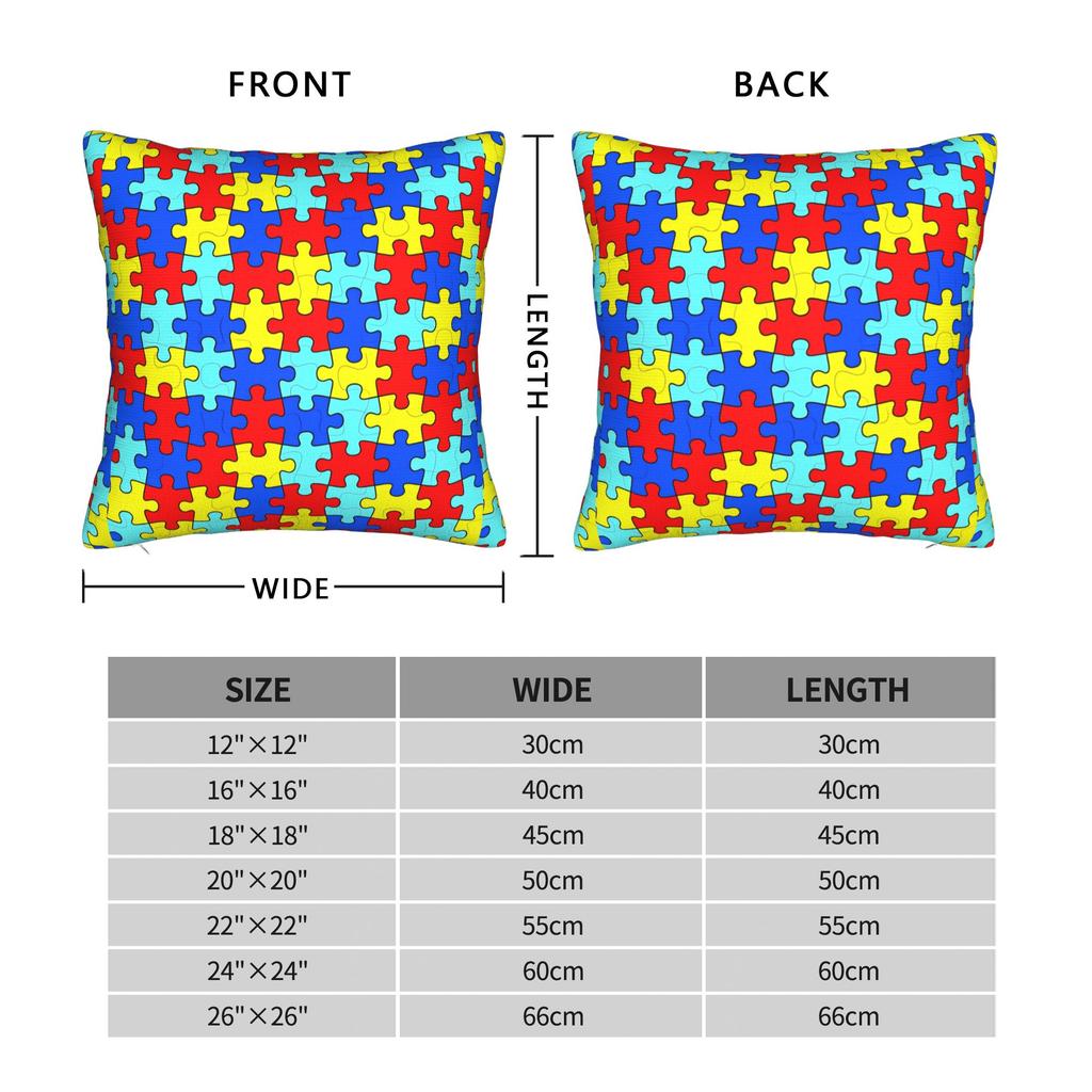 Bold Color Autism Awareness Puzzle Pillow Cover Comfy Cushion Cover Morden Pillow Case For Office Car Home Decor