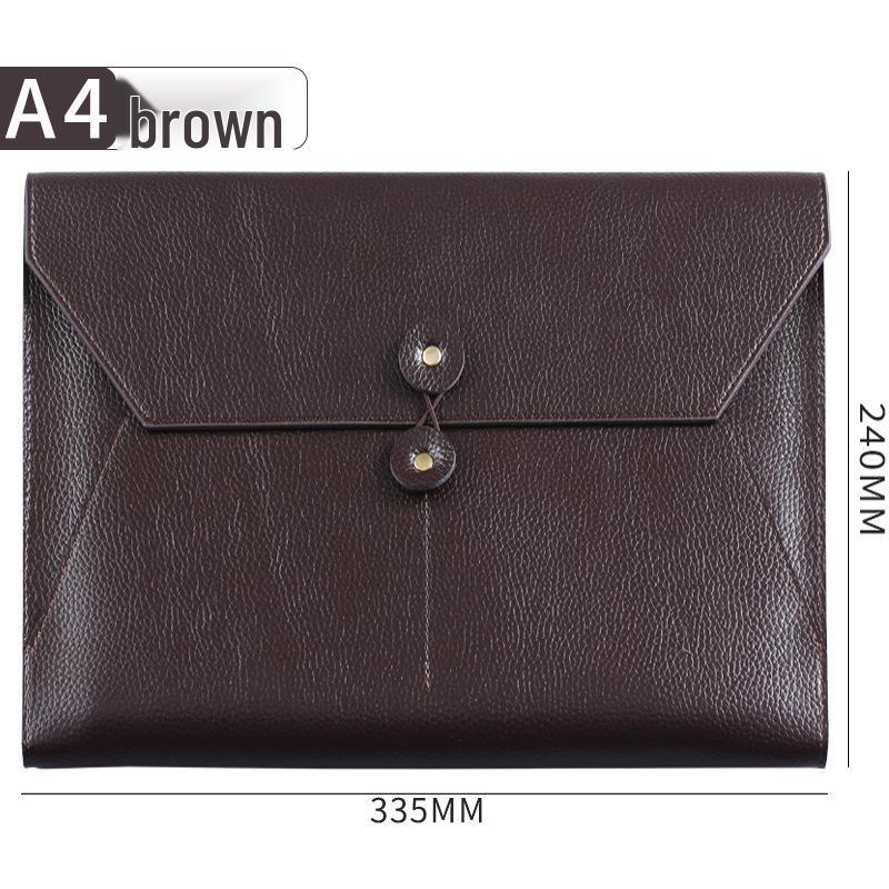 Large Capacity A4 Leather File Bag - Multifunctional Business Office Folder
