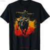 Bull Riding Rider T Shirt For  Vintage Washed Breathable Unisex Stylish Stretched Top For Everyday Wear Streetwear Fashion
