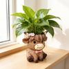 Highland Cow Planter Pot Cute Animal Resin Flower Pot with Drainage Hole Small Scottish Cow Planter for Boho Home Desk Patio Decor