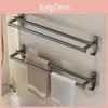 Bathroom Towel Rack Double Bar Aluminum Wall Mounted Self Adhesive For Home Use