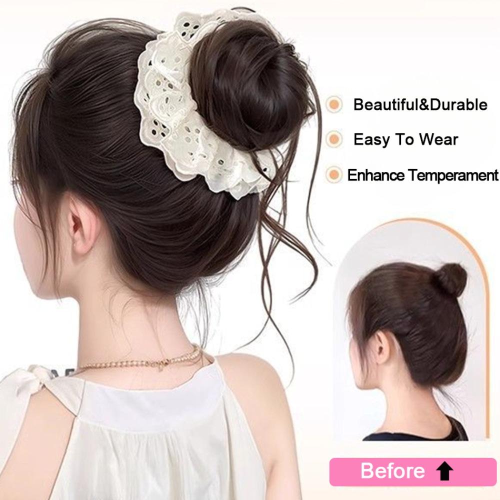 Synthetic Hair Tie Wig Lace Hair Rope Hairpiece Elegant Wig Hairband  Women