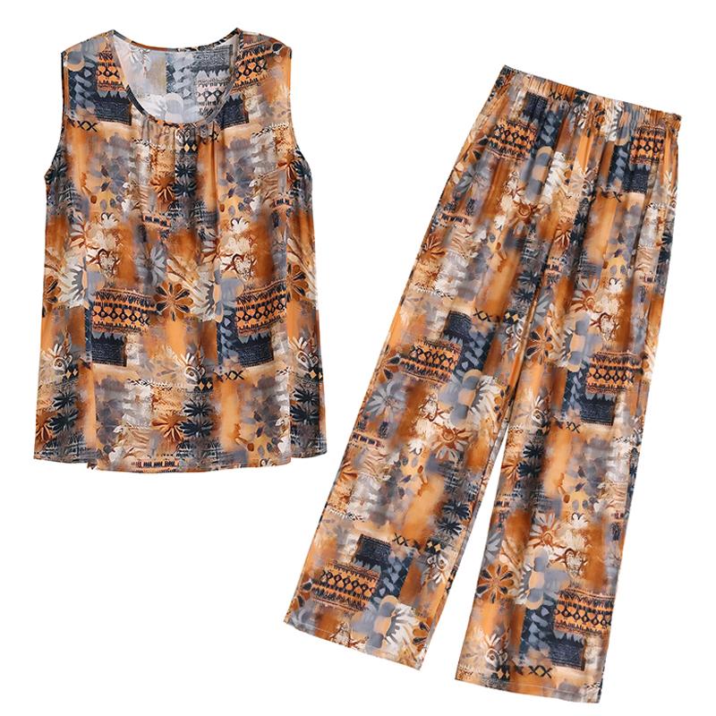 Summer Two Piece Set for Women Clothes Sleeveless Plus Size Elegant Casual Pants Sets