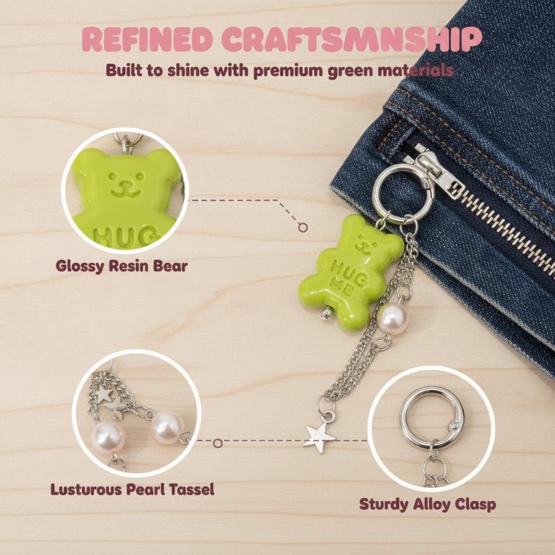Cute Colorful Gummy Bear Keychains With Pearl And Star Charms For Backpack Decor Gifts For Girls Teens