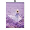 Wall Art Canvas Painting Purple Lavender Field Reed Girl House Bike Living Room Decoration Posters And Prints Home Wall Pictures