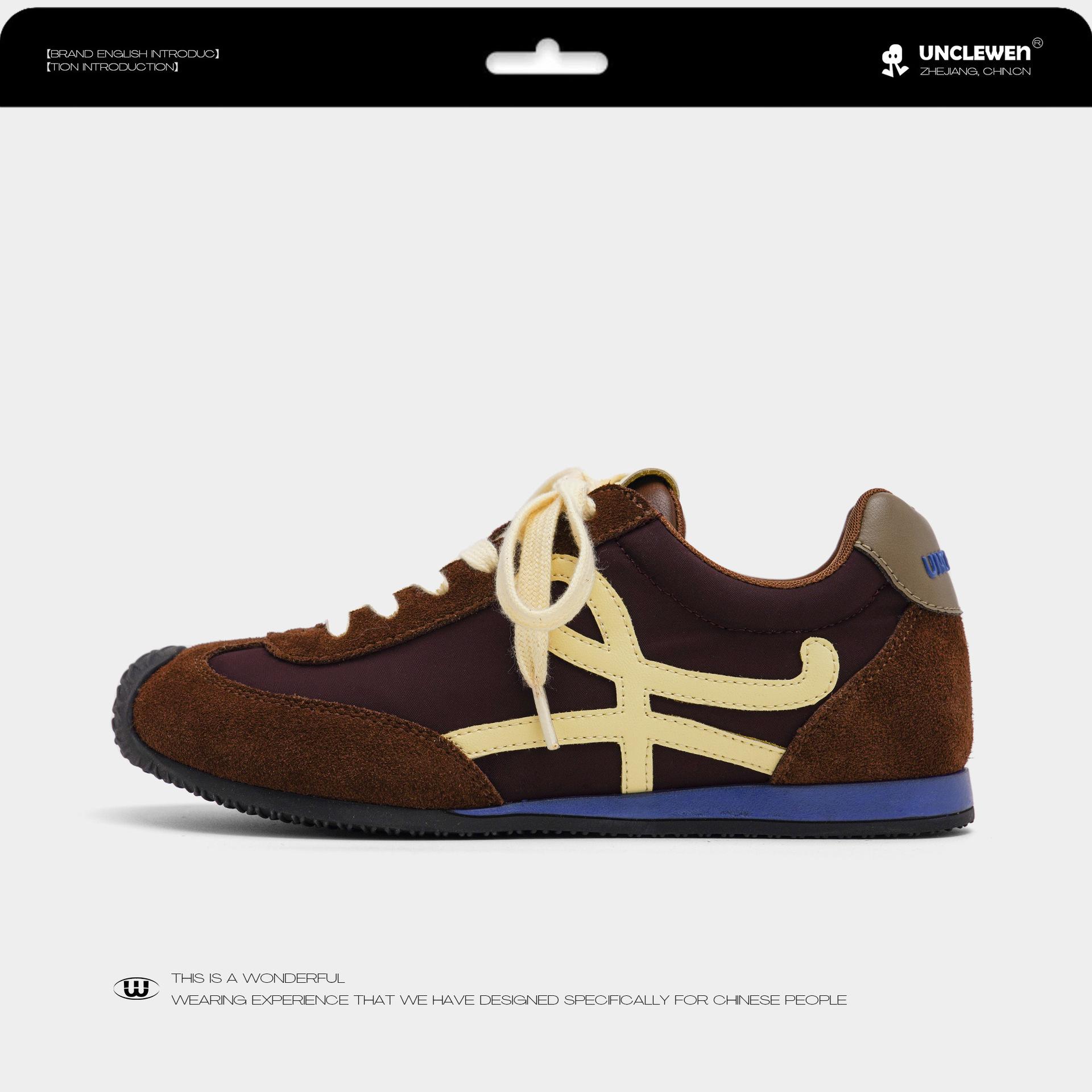 

Luo thought girl~ mango head retro Forrest Gump shoes women s 2025 new soft-soled casual sports contrasting color German training shoes 35 шоколадный коричневый