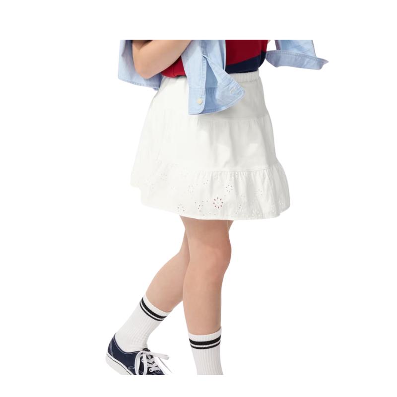 UNIQLO 484064 Girls Jersey Mini Skirt Embroidery WHITE LIGHT PURPLE Kids Japan