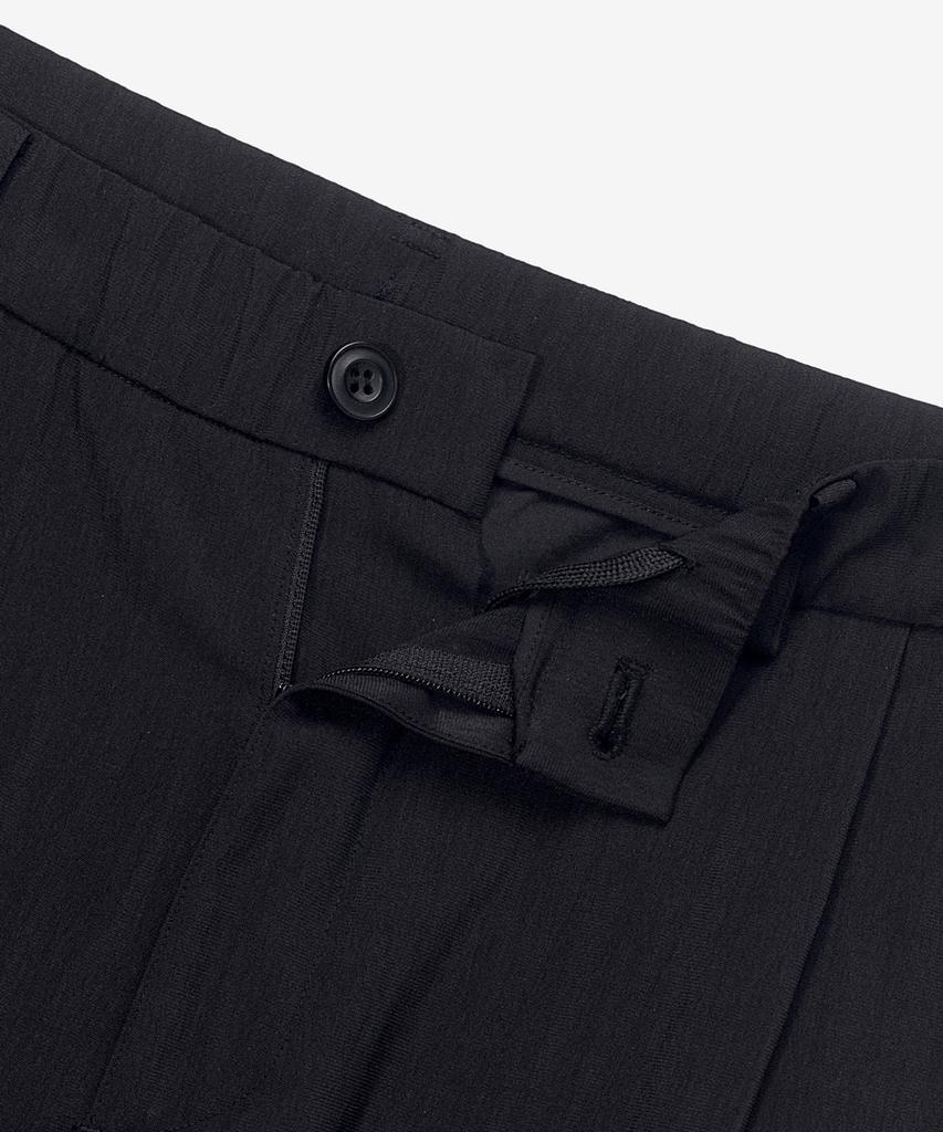 MINDBRIDGE [Couture] Black Wide Single-Pleat Washered String Full Elastic Waist Pants