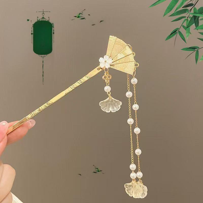 Elegant Chinese Style Hair Clip Tassel Hair Stick Traditional Floral Design Hairstyle Accessory Women Jewelry Hairpin Hairneedle