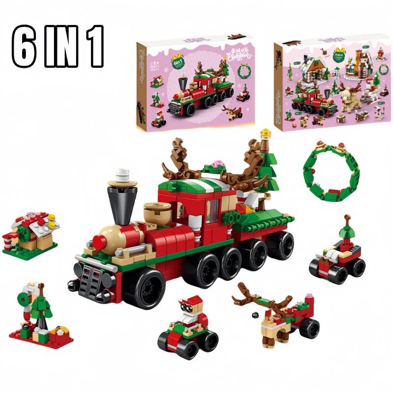 Kids Christmas Gift Micro Building Block Toys Children Santa Claus Reindeer Puzzle Assembling Bricks Table Decor Toys For Boys