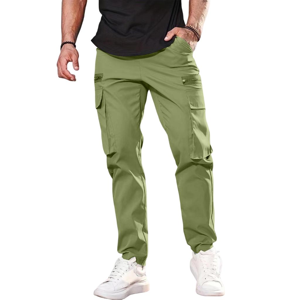 Herren Freizeit-Sport-Hose Mit Reißverschluss-Dekoration Und Bund-Kordelzug Arbeitshose