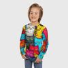 Children's Cartoon Cat Printed T-shirt Boys Cute Long Sleeved Soft Comfortable Top