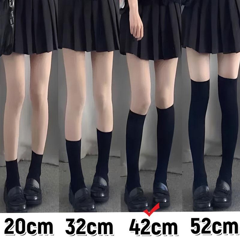 White Black Compression Slim Leg Socks Thin Summer Over Knee Long Thigh High JK Style for Women