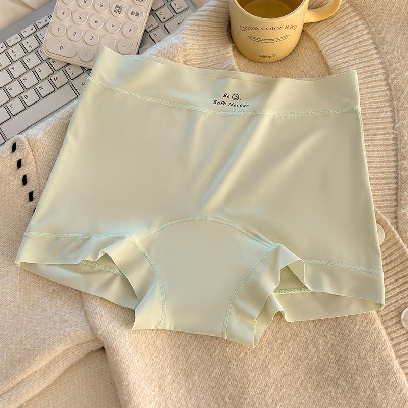 Women's Ice Silk Seamless Mid-Waist Boxer Briefs with Antibacterial Cotton Crotch, Breathable and Extended Fit.