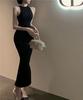 Black High-Neck Halterneck Sleeveless Bodycon Maxi Dress