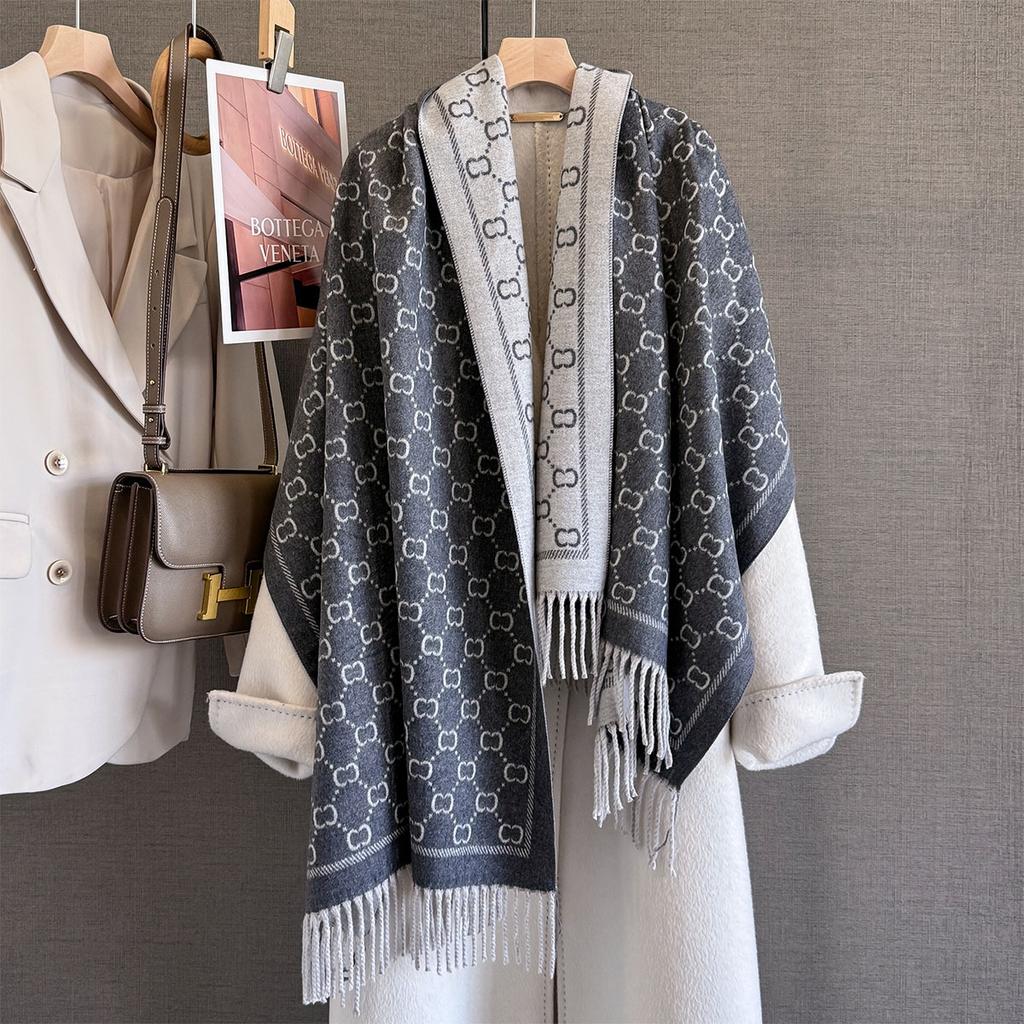 Autumn and winter new letter jacquard double-sided imitation cashmere jacquard scarf women's long tassel warm scarf shawl versatile
