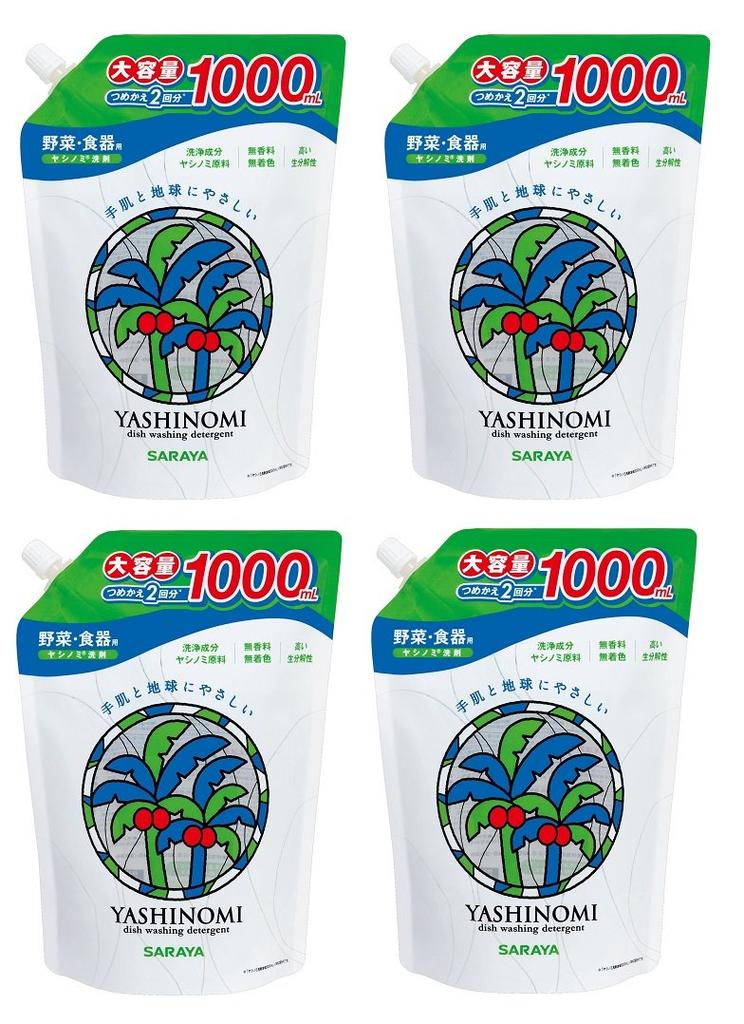 Saraya Yashinomi Detergent Spout Refill 1000ml X 4 Pieces [Bulk Purchase]