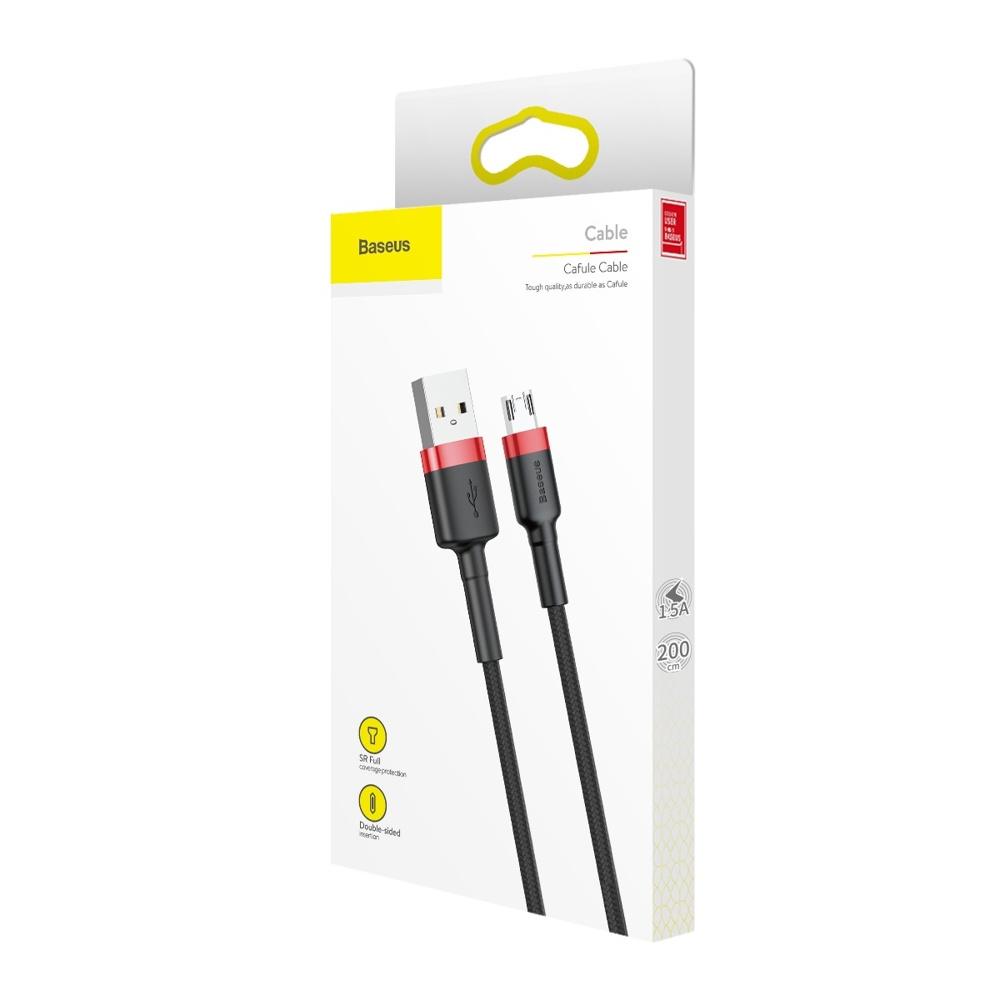 Baseus Cafule 2m Micro USB Charging Cable, Black/Red