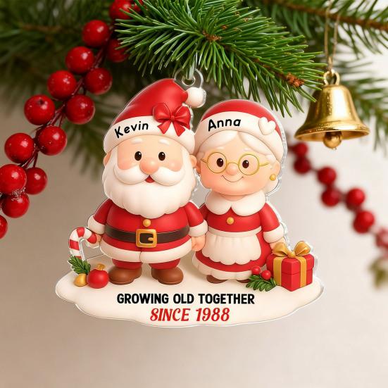Yousheng Xmas Tree Hanging Pendant Growing Old Together Since 2025 Personalized Acrylic Christmas Ornament Santa Couple Decoration