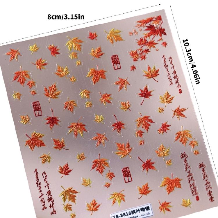 Self-Adhesive Nail Sticker Maple Leaves Nails Art Stickers Shining Nails Decals Thanksgiving Manicure Sticker