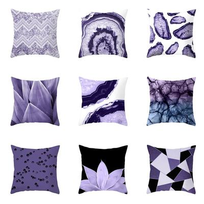 Square Throw Pillow Geometric Purple Marble Print Pattern Cushion Cover Home Living Room Sofa Decoration
