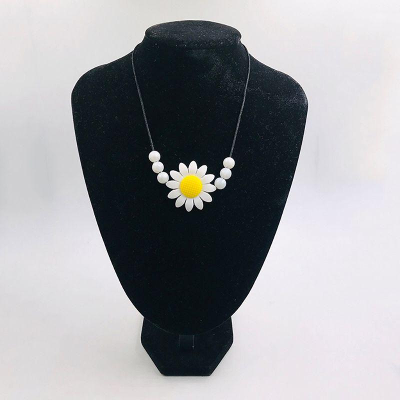 Sunflower Baby Teether Necklace Silicone Pendant Beads Teething Nursing Toys