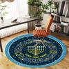 1pc Hanukkah Menorah Round Chair mat office Area Rug - Non-Slip, Floor Mat for Office, Bedroom, Ideal home decor gift c0112066