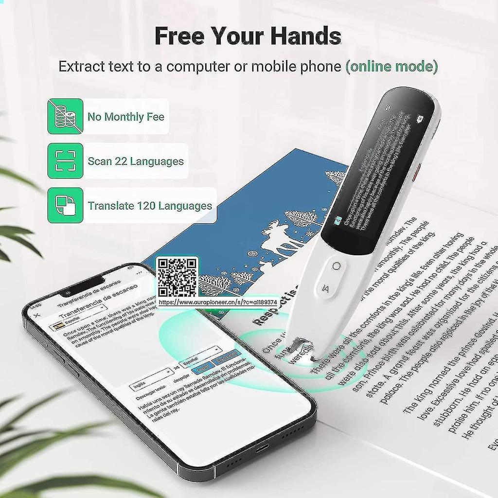 Pen Scanner, Smart Reading Pen Text-to-Speech Device for Dyslexia, Real Time Pen Reader Scanner