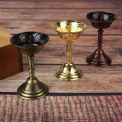 1PC Metall Votiv Kerzenhalter Lotus Retro Kerzenhalter für Tägliches Beten Buddha Kandelaber Butter Lampe Halter Buddhistischen