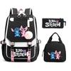 Stitch Cartoon Print School Backpack Lunch Bag Pencil Case Set for Kids Students Lilo & Stitch Shoulder Bag
